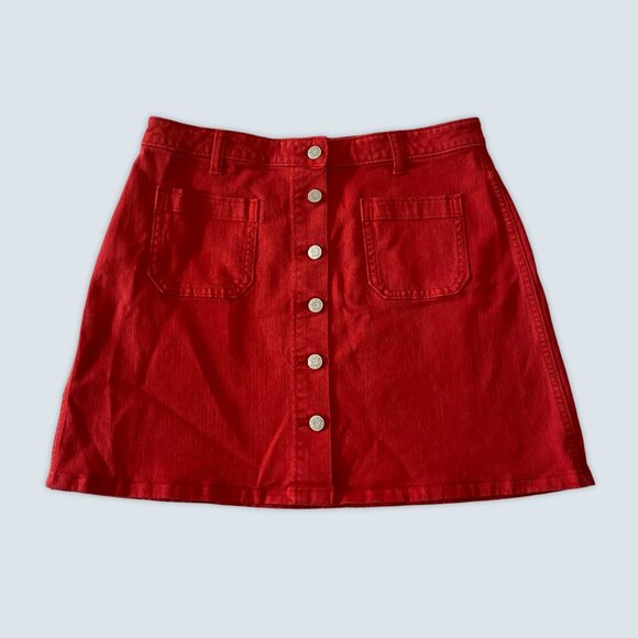 GAP Denim Red Button Skirt - Picture 1 of 3